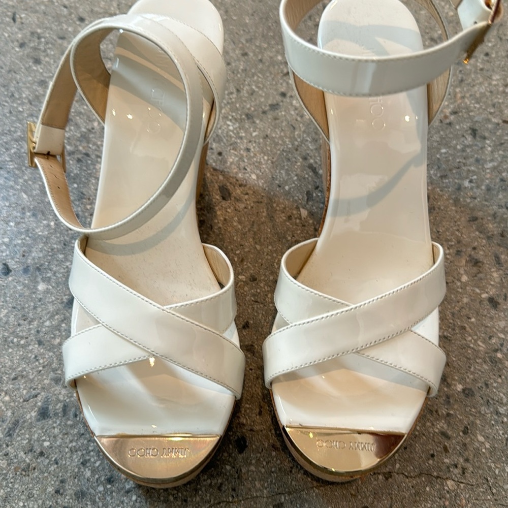 Jimmy Choo cork wedge white shoe size 39